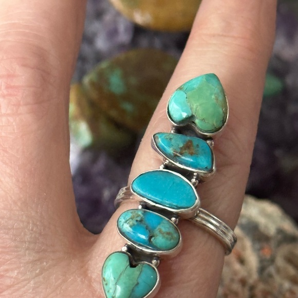 Sold ❤️ Turquoise 🩵 long sterling silver ring - Picture 6 of 8